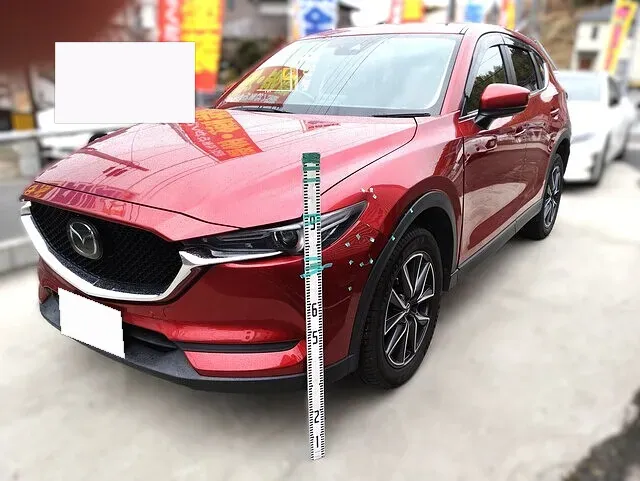 マツダCX-5(KF2P)左フロント バンパー割れ整形と46Vソウルレッド3コート塗装の事例