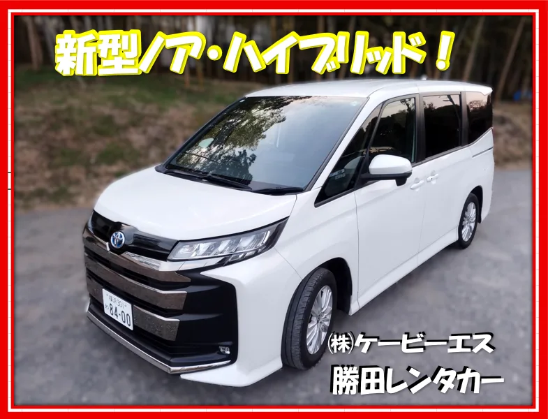勝田レンタカーのトヨタ 新型ノア ハイブリッド(白)の告知画像